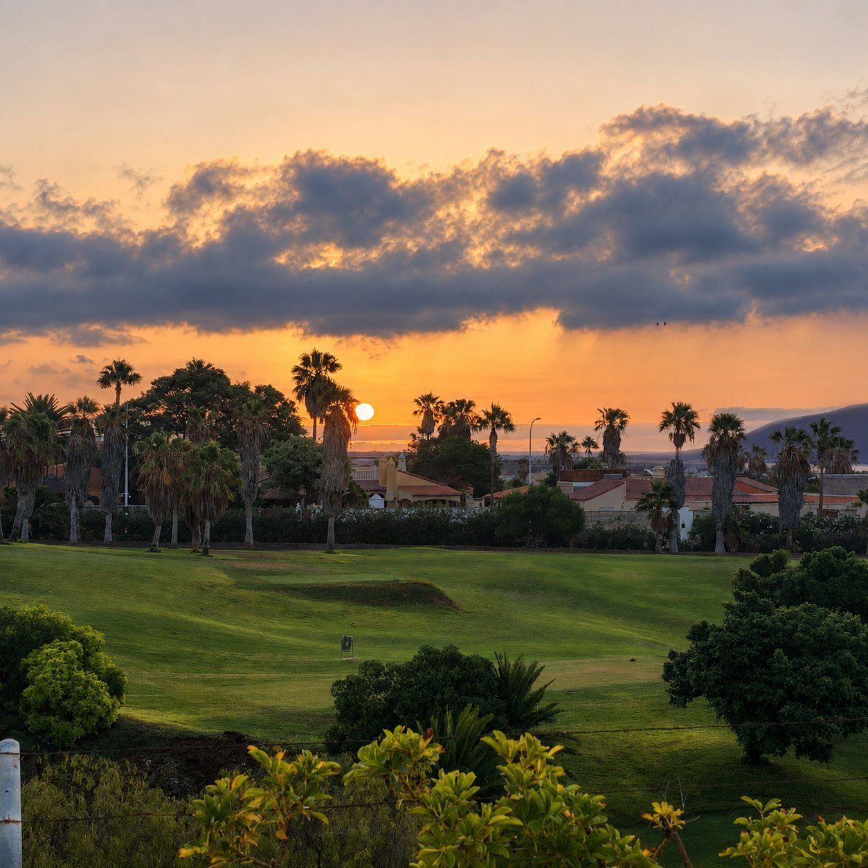 Tenerife golf course at sunset